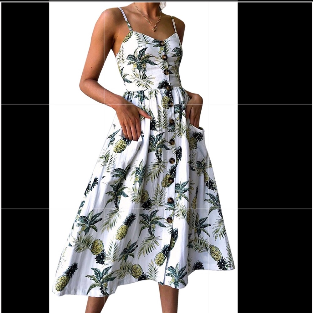 Pineapple print maxi dress